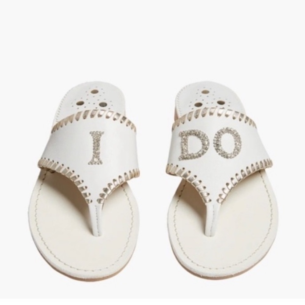 Jack Rogers Crystal Wedding Bridal Shower Bachelorette Honeymoon Sandals, Size 6